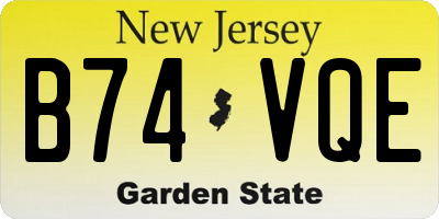 NJ license plate B74VQE