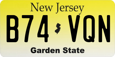 NJ license plate B74VQN