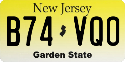 NJ license plate B74VQO