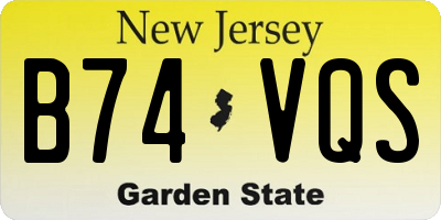 NJ license plate B74VQS