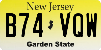 NJ license plate B74VQW