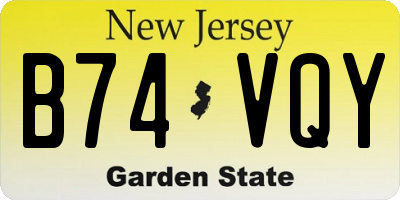 NJ license plate B74VQY