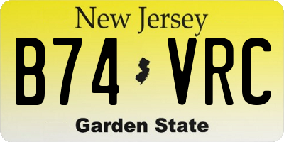 NJ license plate B74VRC