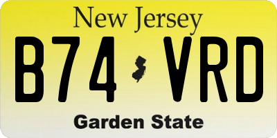 NJ license plate B74VRD