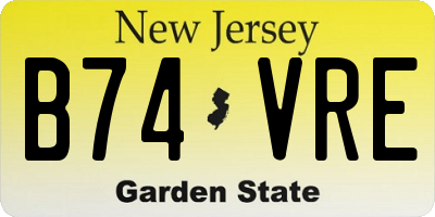 NJ license plate B74VRE