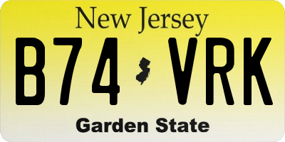 NJ license plate B74VRK
