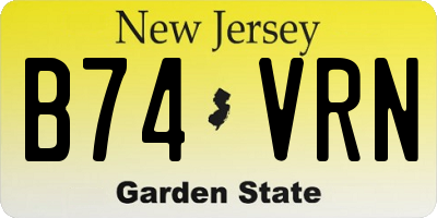 NJ license plate B74VRN