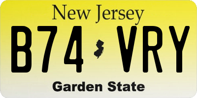 NJ license plate B74VRY