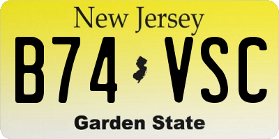 NJ license plate B74VSC