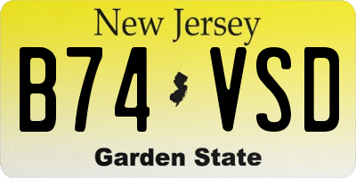 NJ license plate B74VSD