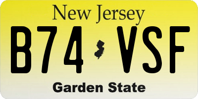 NJ license plate B74VSF