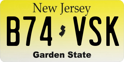 NJ license plate B74VSK