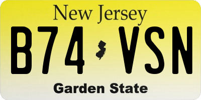NJ license plate B74VSN