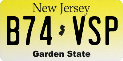 NJ license plate B74VSP