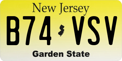 NJ license plate B74VSV