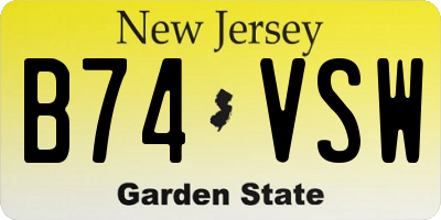 NJ license plate B74VSW