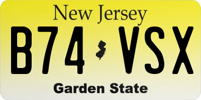 NJ license plate B74VSX