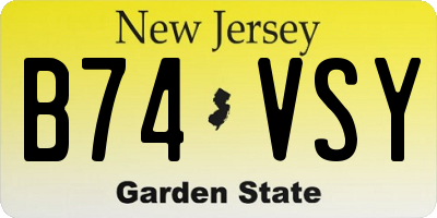 NJ license plate B74VSY