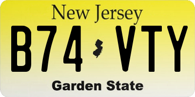 NJ license plate B74VTY