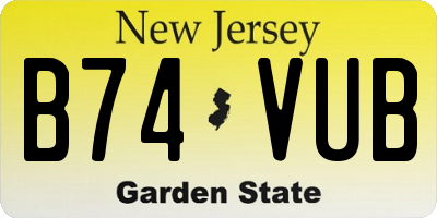 NJ license plate B74VUB