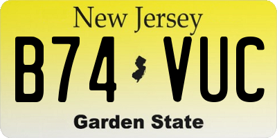 NJ license plate B74VUC