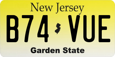 NJ license plate B74VUE