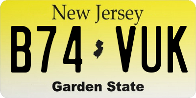 NJ license plate B74VUK
