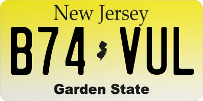 NJ license plate B74VUL
