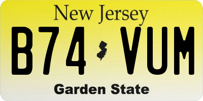 NJ license plate B74VUM