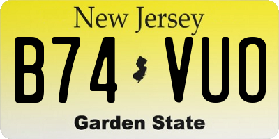 NJ license plate B74VUO