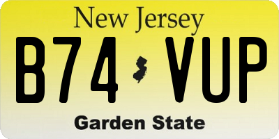 NJ license plate B74VUP