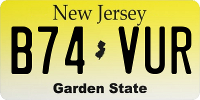 NJ license plate B74VUR