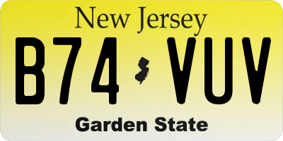 NJ license plate B74VUV