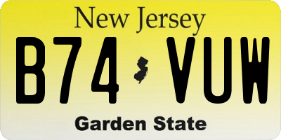NJ license plate B74VUW