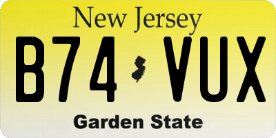 NJ license plate B74VUX