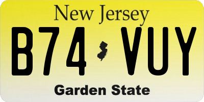 NJ license plate B74VUY