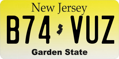 NJ license plate B74VUZ