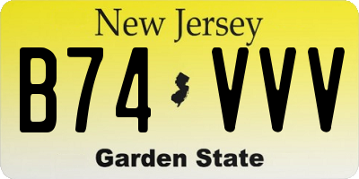 NJ license plate B74VVV