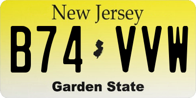 NJ license plate B74VVW