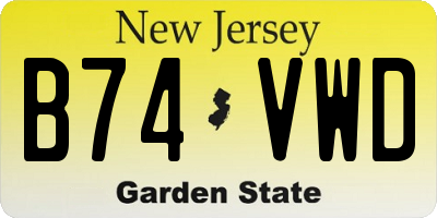 NJ license plate B74VWD