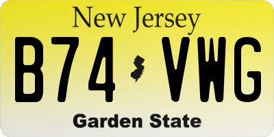 NJ license plate B74VWG