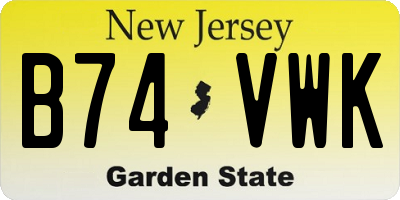 NJ license plate B74VWK