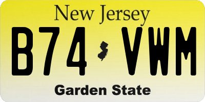 NJ license plate B74VWM