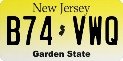 NJ license plate B74VWQ