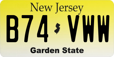 NJ license plate B74VWW