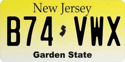 NJ license plate B74VWX