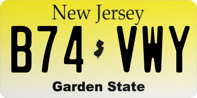 NJ license plate B74VWY