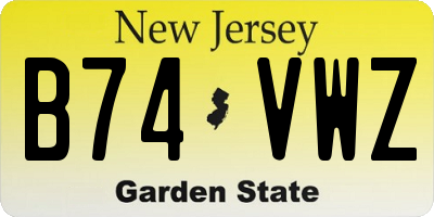 NJ license plate B74VWZ