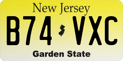 NJ license plate B74VXC