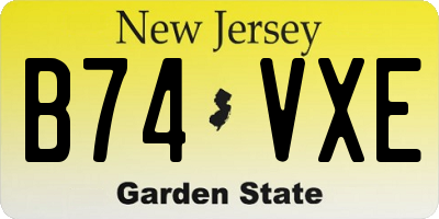 NJ license plate B74VXE